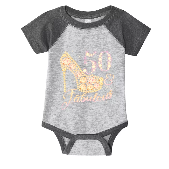 Fabulous & 50 Sparkly Heel 50th Birthday Infant Baby Jersey Bodysuit