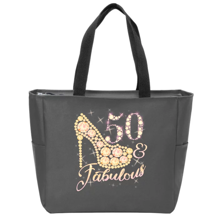 Fabulous & 50 Sparkly Heel 50th Birthday Zip Tote Bag