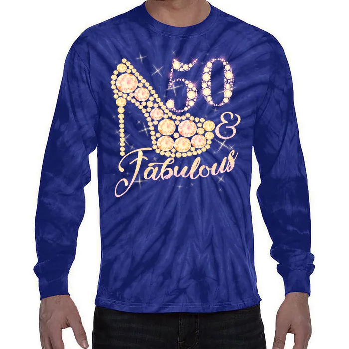 Fabulous & 50 Sparkly Heel 50th Birthday Tie-Dye Long Sleeve Shirt