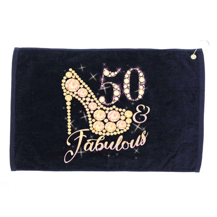 Fabulous & 50 Sparkly Heel 50th Birthday Grommeted Golf Towel