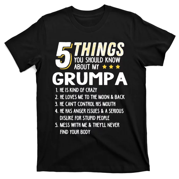 Funny 5 Things Grandpa Grumpa T-Shirt