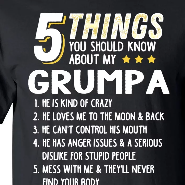 Funny 5 Things Grandpa Grumpa Tall T-Shirt