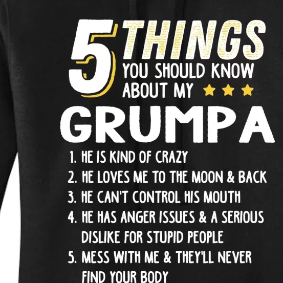 Funny 5 Things Grandpa Grumpa Women's Pullover Hoodie