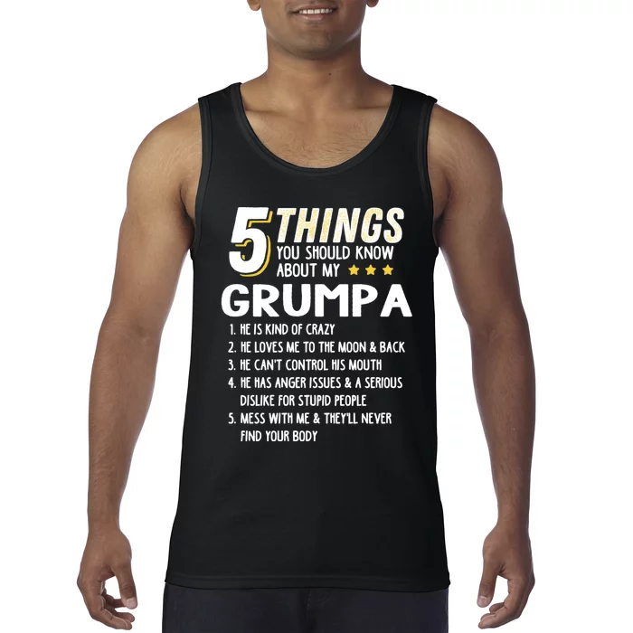 Funny 5 Things Grandpa Grumpa Tank Top