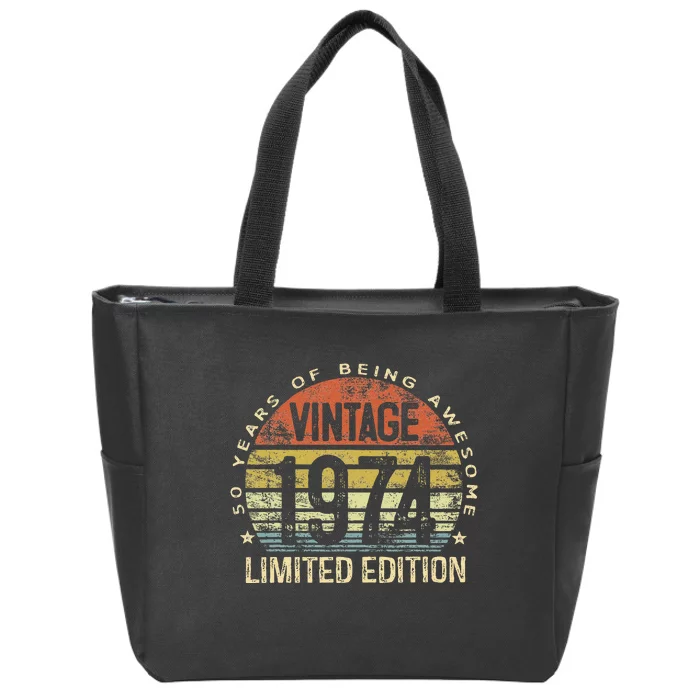 Funny 50 Year Old Gifts Vintage 1974 Limited Edition 50th Birthday Zip Tote Bag