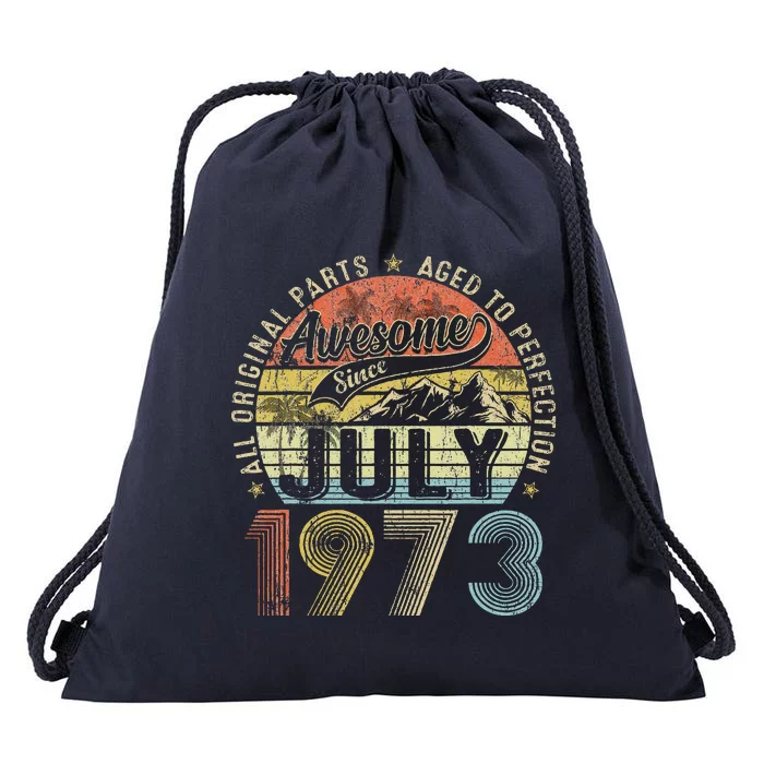 Funny 50 Year Old July 1973 Vintage Retro 50th Birthday Gift Drawstring Bag