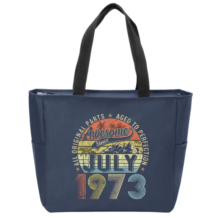 Funny 50 Year Old July 1973 Vintage Retro 50th Birthday Gift Zip Tote Bag