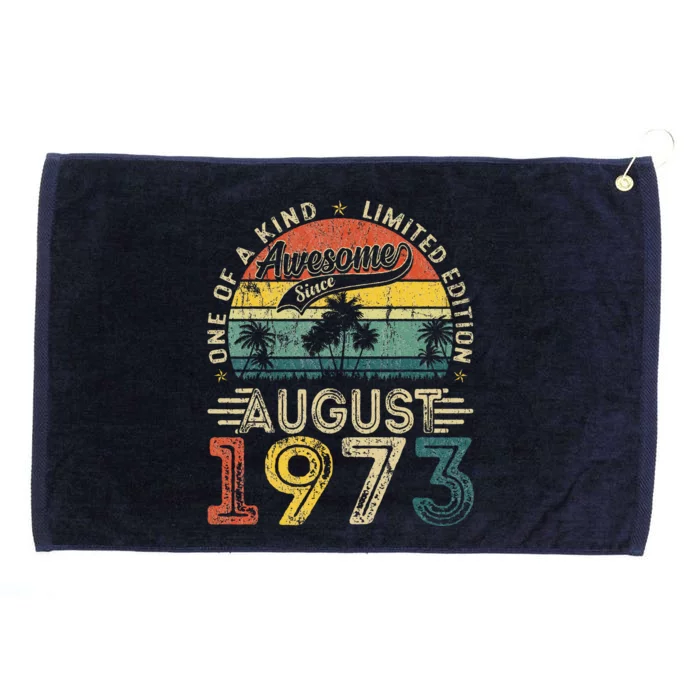 Funny 50 Years Old August 1973 Vintage Retro 50th Birthday Grommeted Golf Towel