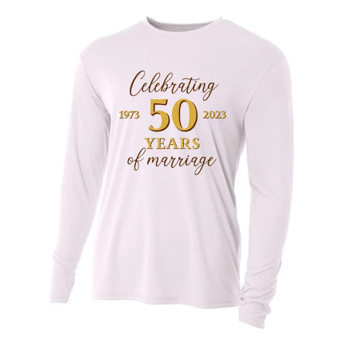 Funny 50 Years Of Marriage 1973 50th Wedding Anniversary Cooling Performance Long Sleeve Crew