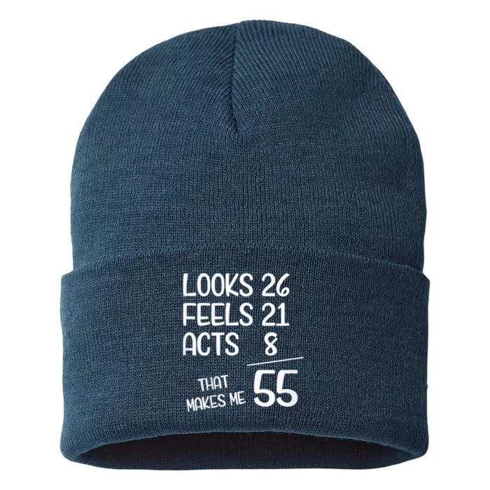 Funny 55 Year Old 55th Birthday Born In 1968 Sustainable Knit Beanie