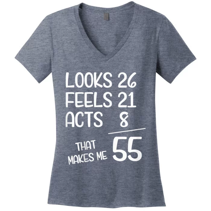 Funny 55 Year Old 55th Birthday Born In 1968 Women's V-Neck T-Shirt