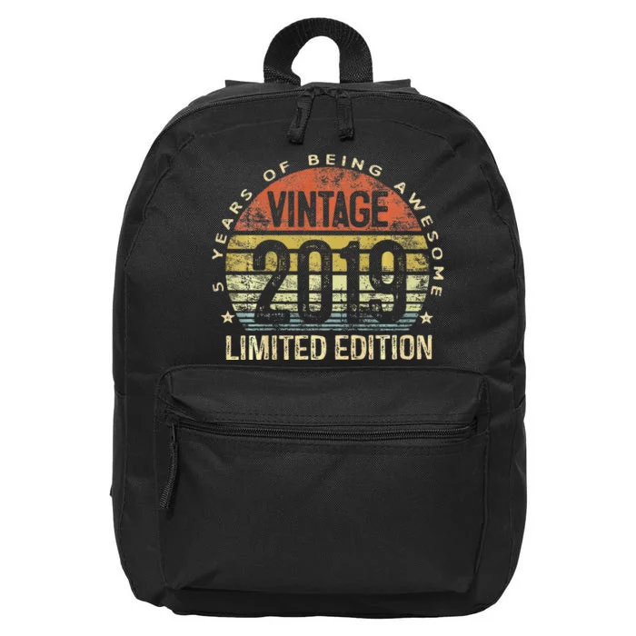 Funny 5 Year Old Gifts Vintage 2019 Limited Edition 5th Birthday 16 in Basic Backpack