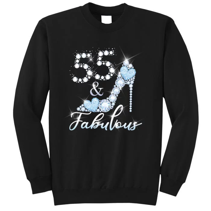 Fabolous 55th Years Old 55 Birthday Diamond Crown Shoes Tall Sweatshirt