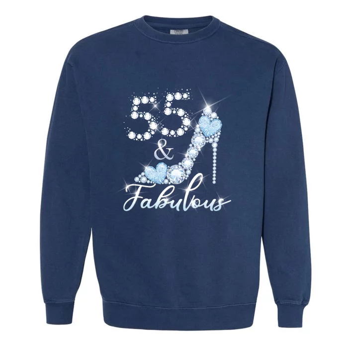 Fabolous 55th Years Old 55 Birthday Diamond Crown Shoes Garment-Dyed Sweatshirt