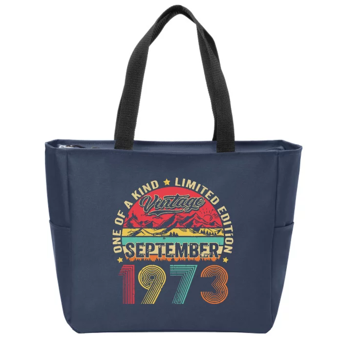 Funny 50 Year Old September 1973 Vintage Retro 50th Birthday Zip Tote Bag