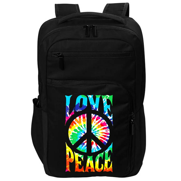 Funny 60s 70s Tie Dye Peace Hand Sign Hippie Impact Tech Backpack