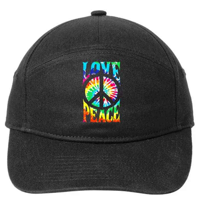 Funny 60s 70s Tie Dye Peace Hand Sign Hippie 7-Panel Snapback Hat