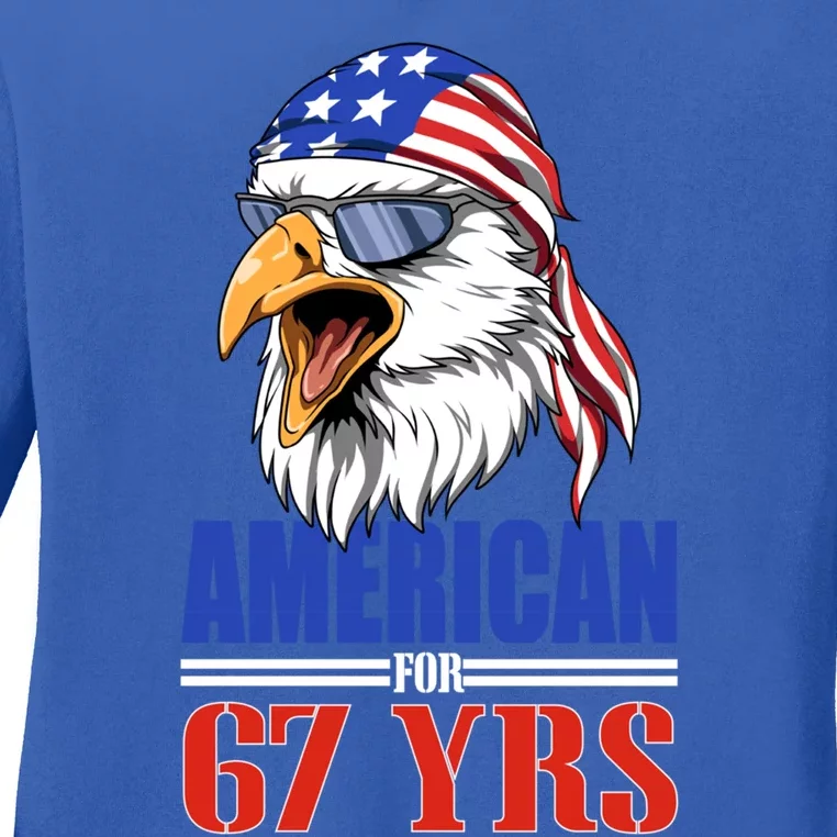 Funny 67th Birthday Gift Usa Eagle Patriotic Gift Ladies Long Sleeve Shirt