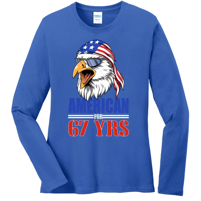 Funny 67th Birthday Gift Usa Eagle Patriotic Gift Ladies Long Sleeve Shirt