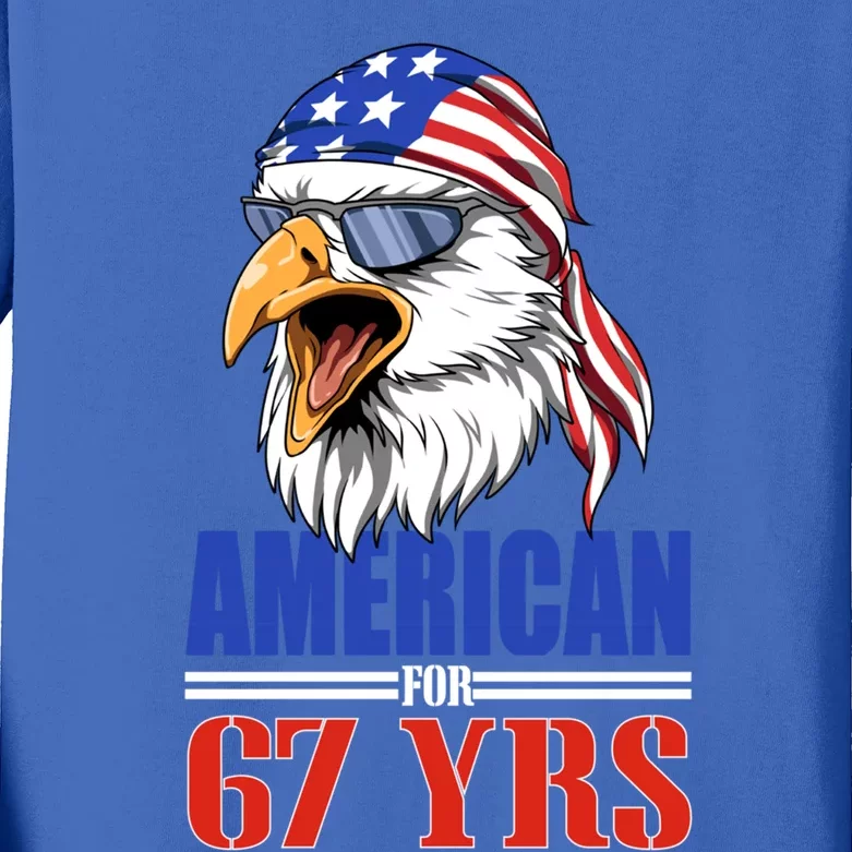 Funny 67th Birthday Gift Usa Eagle Patriotic Gift Kids Long Sleeve Shirt