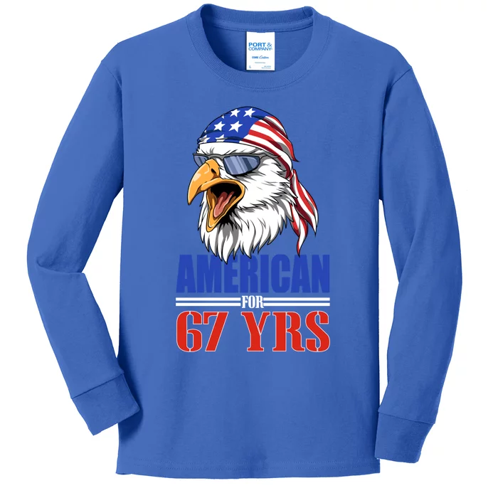 Funny 67th Birthday Gift Usa Eagle Patriotic Gift Kids Long Sleeve Shirt