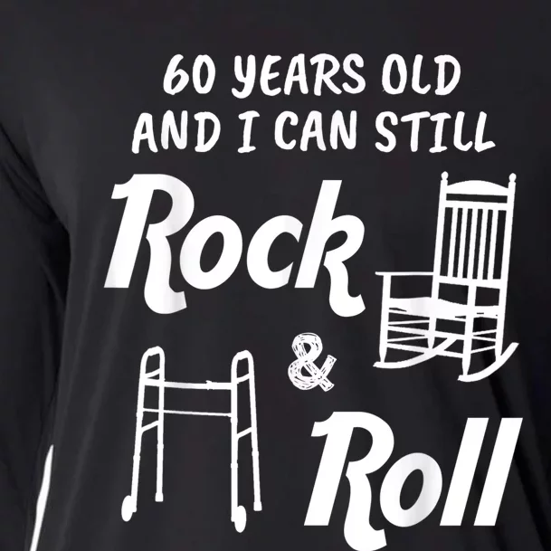 Funny 60th Birthday Gag Gift Rock and Roll Cooling Performance Long Sleeve Crew