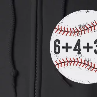 Funny 6+4+3=2 Double Play Baseball Gift Full Zip Hoodie