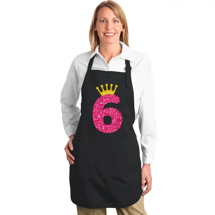 Funny 6th Party Number 6 Year Old 6th Birthday Full-Length Apron With Pocket