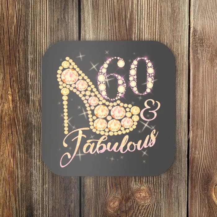 Fabulous & 60 Sparkly Heel 60th Birthday Coaster