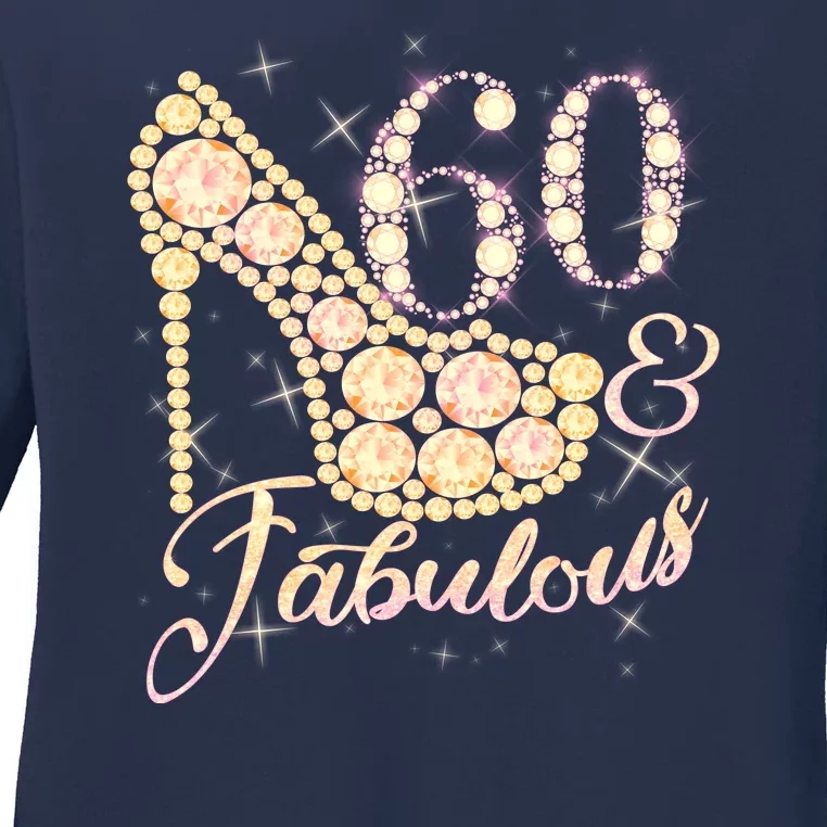 Fabulous & 60 Sparkly Heel 60th Birthday Ladies Long Sleeve Shirt