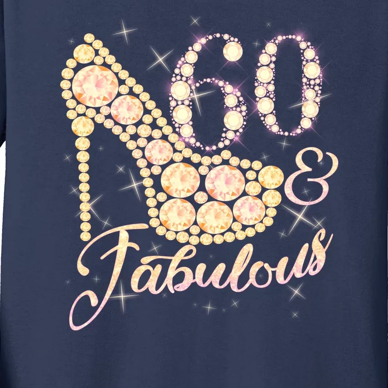 Fabulous & 60 Sparkly Heel 60th Birthday Kids Long Sleeve Shirt