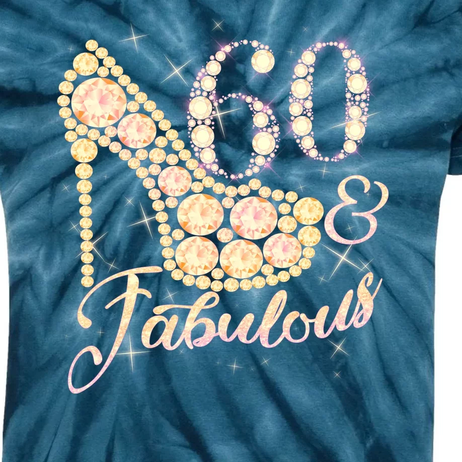 Fabulous & 60 Sparkly Heel 60th Birthday Kids Tie-Dye T-Shirt