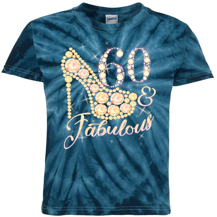 Fabulous & 60 Sparkly Heel 60th Birthday Kids Tie-Dye T-Shirt