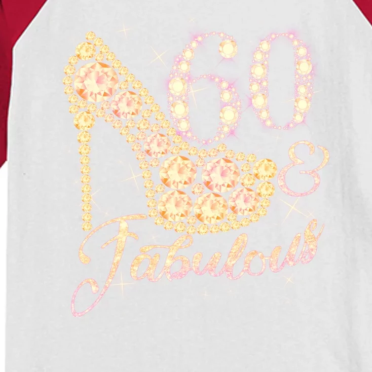 Fabulous & 60 Sparkly Heel 60th Birthday Kids Colorblock Raglan Jersey