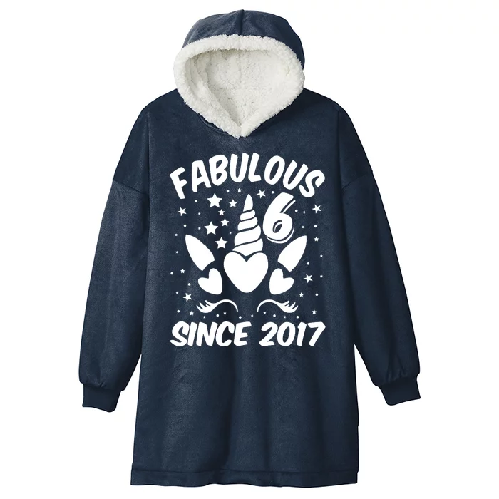 Fabulous 6 Since 2017 Unicorn Birthday Hooded Wearable Blanket