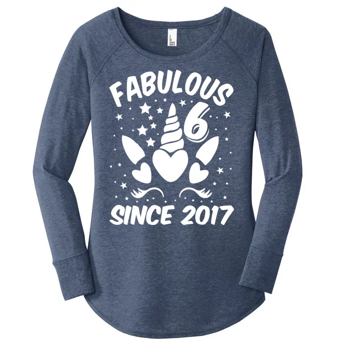 Fabulous 6 Since 2017 Unicorn Birthday Women's Perfect Tri Tunic Long Sleeve Shirt