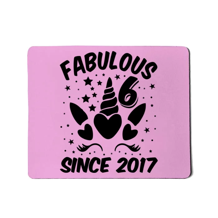 Fabulous 6 Since 2017 Unicorn Birthday Mousepad