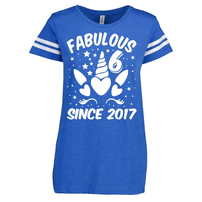 Fabulous 6 Since 2017 Unicorn Birthday Enza Ladies Jersey Football T-Shirt