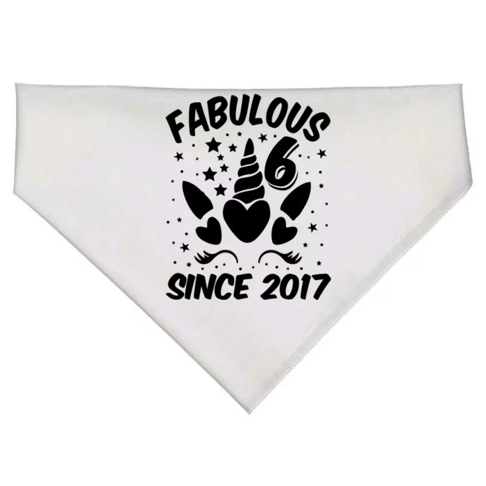 Fabulous 6 Since 2017 Unicorn Birthday USA-Made Doggie Bandana