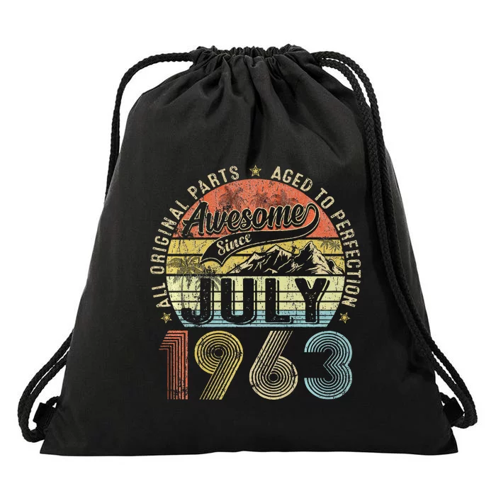 Funny 60 Year Old July 1963 Vintage Retro 60th Birthday Gift Drawstring Bag