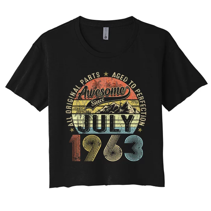 Funny 60 Year Old July 1963 Vintage Retro 60th Birthday Gift Women's Crop Top Tee