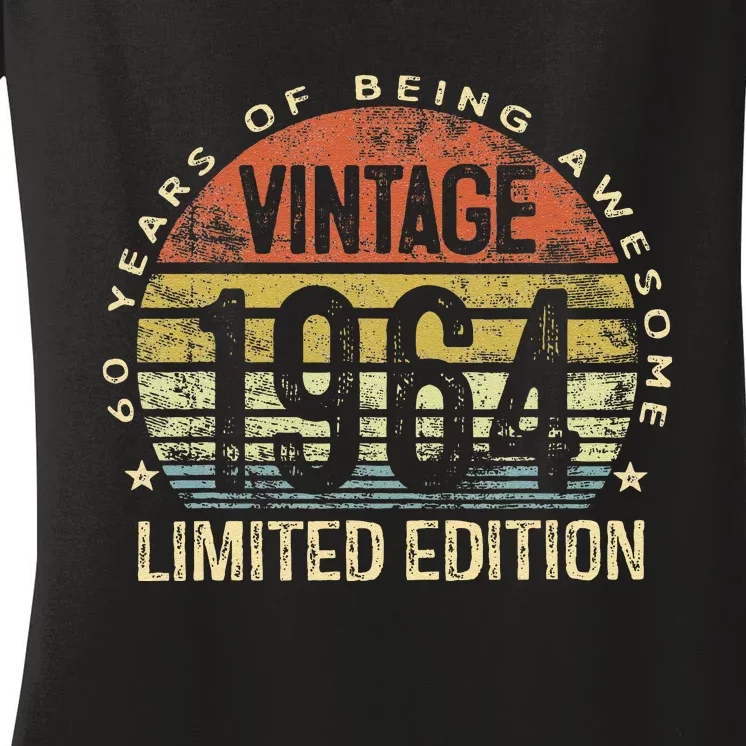 Funny 60 Year Old Gifts Vintage 1964 Limited Edition 60th Birthday Women's V-Neck T-Shirt