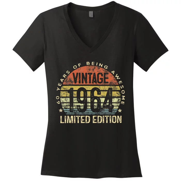 Funny 60 Year Old Gifts Vintage 1964 Limited Edition 60th Birthday Women's V-Neck T-Shirt