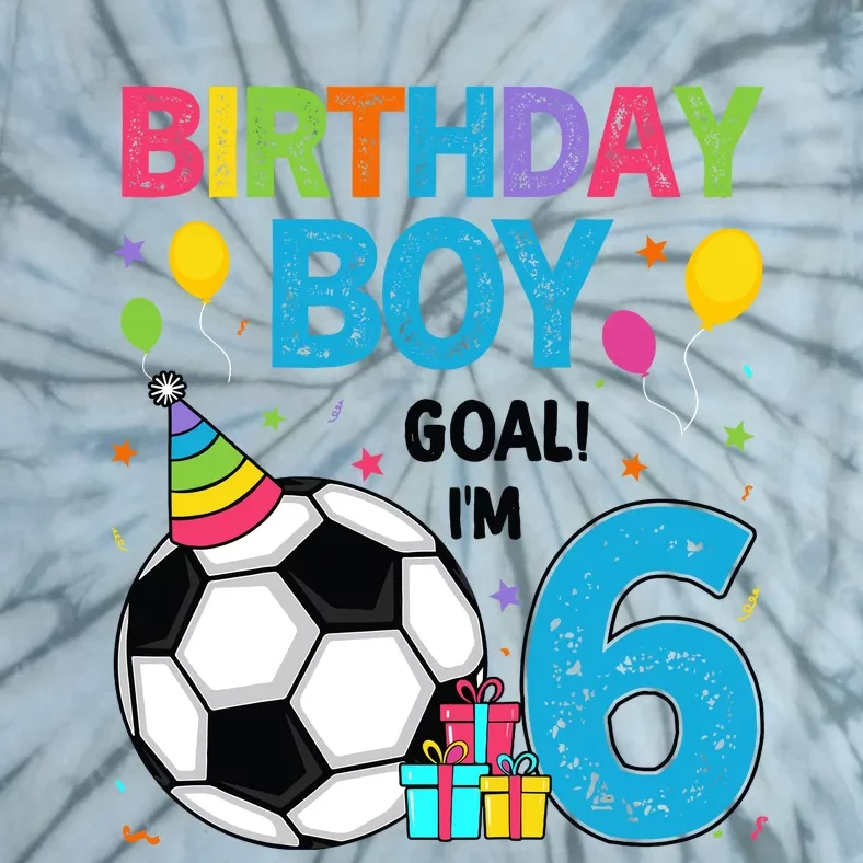 Funny 6 Years Old Boy 6th Birthday Boy Football Age 6 Bday Tie-Dye T-Shirt