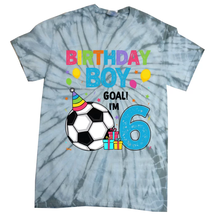 Funny 6 Years Old Boy 6th Birthday Boy Football Age 6 Bday Tie-Dye T-Shirt