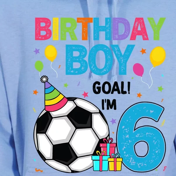 Funny 6 Years Old Boy 6th Birthday Boy Football Age 6 Bday Unisex Surf Hoodie