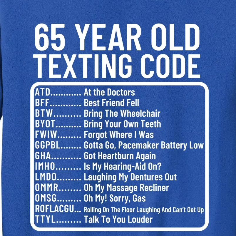 Funny 65 Year Old Texting Code Birthday Sweatshirt