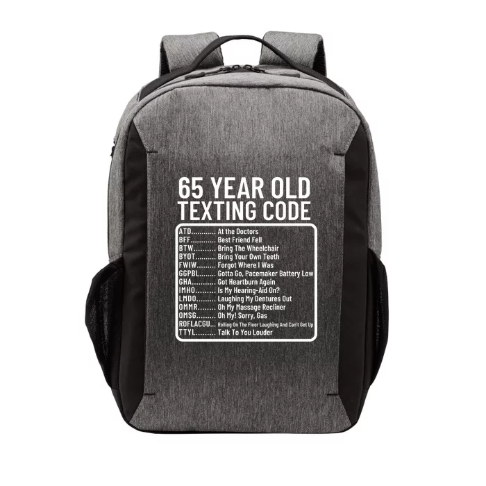 Funny 65 Year Old Texting Code Birthday Vector Backpack