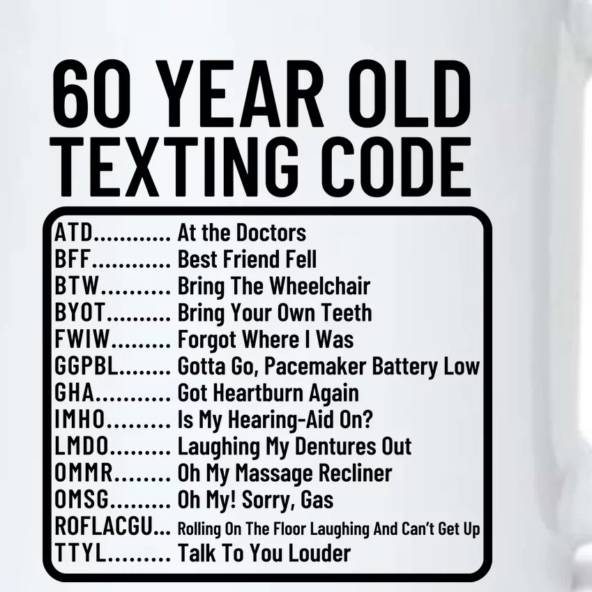 Funny 60 Year Old Texting Code Birthday Black Color Changing Mug