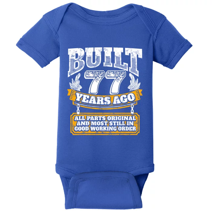 Funny 77th Birthday Gift BDay Gift Saying Age 77 Year Joke Baby Bodysuit